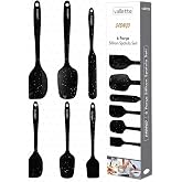 Valletta Drongo Heat Resistant Fireproof Nonstick Silicone Spatula Set with 6 Pieces Black Dots