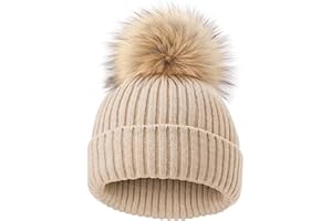 DRESHOW Berretto Bambino Berretto Neonato Invernale Cappello Unisex in Morbida Maglia per Bambini e Bambine con Grazioso Pompon Berretti Caldi per Bambini dai 3 Mesi - 8 Anni