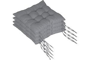 Relaxdays stolskuddar, 4-pack, 40x40 cm, quiltade med band