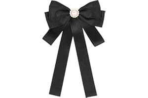 AOZUO Fliege für Frauen, vorgebundene Bowknot Fliege Clip auf Strass Band Brosche Perle Fliege Krawatte Krawatte für Uniform Shirt Hochzeit Cosplay