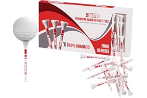 BENSIVE Golf Tees Bamboo 70mm | Pack of 200, 100 & 50 | Sturdy, Biodegradable, Sustainable Wooden Golf Tees with Height Marke