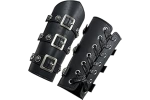 HiiFeuer Średniowieczne PU Skórzane Klamrowe Karwasze Przedramienia, Rycerz LARP Retro Renesansowe jelca, Jeden Rozmiar Jedna Para