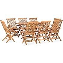 VidaXL Set 8 Sedie Da Giardino In Teak Massello - Pieghevoli, 47x60x89cm - Foto 10