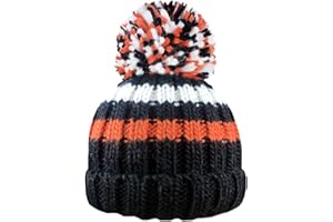 RockJock R80 Kids Girls Boys Ribbed Striped Thermal Insulating Bobble Hat with Cosy Fleece Lining