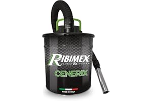 Ribimex Aspiracenere Elettrico Cenerix, con Funzione Soffiante e Filtro HEPA Lavabile, Bidone da 18 L, Potenza 1200 W, Ideale per Aspirare Ceneri Fredde da Stufe, Caminetti e Barbecue - PRCEN003/1200