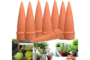 MKNZOME Plant Watering Stakes, 8pcs Terracotta Self Watering Spikes Plant Watering Devices for Wine Bottles Vacation Automatic Plant Waterers for Indoor & Outdoor Plants