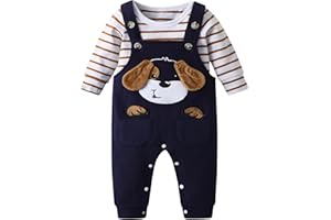 Derouetkia Baby Boy Clothes Striped Tops Animal Print + Pants Outfit Set