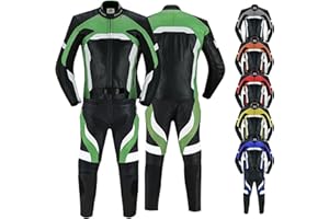 German Wear Motorradkombi Herren 2-teiler Biker Lederkombi aus Kalbsleder - mit alle Protektoren, abmehmbar & waschbar Thermofutter, Verstellbarer Taillengürtel und Reißverschluss-Taschen