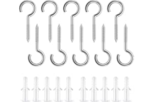 GOTRUST 10PCS Stainless Steel Cup Hooks Screws Cup Hooks Self-Tapping Hooks Screw-in Eye Ceiling Hook Holder with 10PCS Expansion Tubes for Wood Wall Garden Chandeliers DIY Handicrafts Outdoors (3*40MM)
