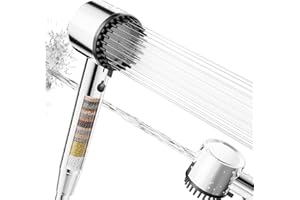 Cobbe Testina Doccia con Filtro, Doccetta Alta Pressione con Filtrazione a 20 Strati, 5 Modalità Getto con Tubo da 1,5M, Soffione Risparmio Idrico per Acqua Dura, Cloro Residuo e Batteri (Cromo)