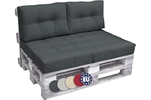 Beautissu 2X Cojines para Palets de Respaldo Silla 60x40 cm Gris Grafito - 10 cm de Espesor Cojines Sofa Palets Exterior y Interior - Robustos Cuidado Fácil - Eco Elements