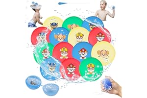 BYHSOEP 16 Stück Wasserbomben Wiederverwendbar,Cartoon Hund Wasserbomben Wiederbefüllbar,Silikon Wasserbomben Wasserspielzeug,Magic Splashy Balls für Sommer Wasserspielzeug,Wasserpark,Familienspiel