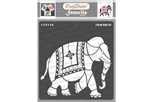 CrafTreat Indian Elephant Stencils for Painting on Wood, Wall, Tile, Canvas, Paper, Fabric and Floor - Indian Elephant Stencil - 6x6 Inches - Reusable DIY Art and Craft Stencils