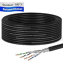 hb-digital 25m CAT7 Installation Cable, 1000MHz, 10Gbit, Black, AWG23/1, PE S/FTP, PiMF, Pure Copper, Data Rough/Buried, for Outdoor