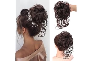 SHANGXIU Postiche Chignon Cheveux Naturel Chignon Effet Decoiffe MéChéS Bouclé Chouchous Extensions de Cheveux Scrunchies OnduléS Donut Mariage pour Femme (#33 marron bronze)