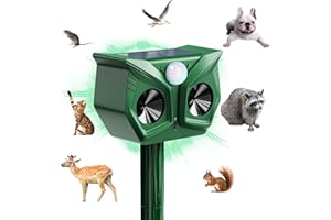 LYSUMURL Cat Repellent, USB & Solar Powered Garden Cat Deterrents, Ultrasonic Animal Repellent, Waterproof Outdoor Animal Scarer with LED Flash Light and PIR Motion Sensor for Yard Squirrels Cats Rats Fox