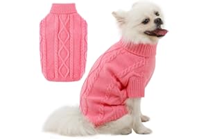 ALAGIRLS Warm Dog Sweater Winter Cat Clothes, Turtleneck Dog Clothes for Large Dogs Girl Boy, Pullover Knit Christmas Holiday Pet Sweater Apparel, Pink XXL