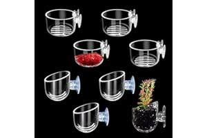 Vueinrg 8 Stück Wasserpflanzentopf Aquarium Pflanzenhalter Glas Cup Topf mit Saugnäpfen Aquarium Deko Garnelen Aquarium-Landschaft Dekorationen