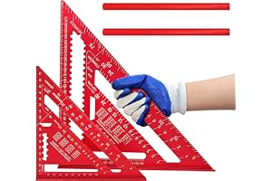 Carpenter's Square Set, 2 delar (180 mm & 300 mm/7 tum–12 tum) – precisionsvinkelmätare och anslagvinkel, metall-fyrkantig för exakt 45° och 90° mätning, inkl. platt stift