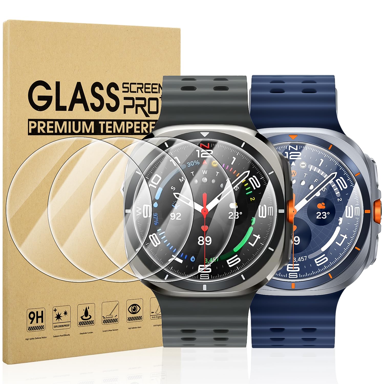 Diruite 4 Piezas Protector Pantalla para Samsung Galaxy Watch Ultra 47mm(2025/2024) Cristal Templado,HD Protector Reloj