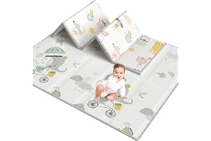 Uanlauo Alfombra de juego para niños, 200 x 180 x 1,5 cm, alfombrilla plegable impermeable de doble cara para niños, espuma XPE antideslizante, no tóxica alfombra de juego para bebé