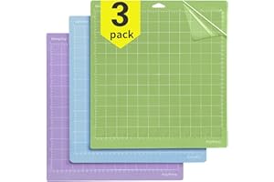 OSDUE Tappetino da Taglio per Cricut, 3Pezzi 33cmx30cm Tappetini da Taglio Autoadesivi perCricut Explore One/Air/Air 2/Maker, Cricut Machine Cutting Mat per Macchina LightGrip (Blu+Viola+Verde)