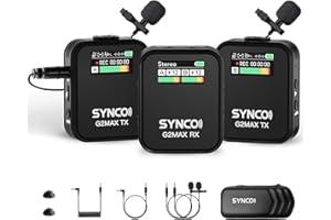 SYNCO Wireless Lavalier Microphone, G2(A2) MAX 2.4G Dual Transmitter Recording 200m 8H for Online Class Vlog Stream YouTube for DSLR Cameras Phone Laptop