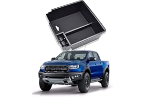 YEE PIN Auto Central Console Boîte de Rangement Compatible avec Ford Ranger 2015-2019 Accessoires de Voiture Console Centrale Organisateur Plateau avec Tapis antidérapant