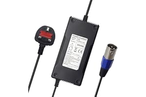 xiixtoo 24V 5AMP Lithium Battery Charger For Mobility Wheelchair, Scooter, Motorcycle, eBike, Lawn Mower, Marine Boat, Pride Mobility, Jazzy Power Chair, Drive Medical, Shoprider Male 3-Pin XLR Plug