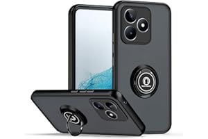 XINYEXIN Funda para Realme C53 / Realme C51, Funda con Soporte de Anillo, TPU + PC Translúcido Anti- Arañazos Carcasa Protectora Antigolpes Case Cover - Negro