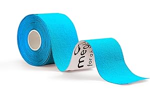 Meglio Kinesiology Tape, Pre Cut 5 Metre Roll, Latex Free, Hypoallergenic Sports Strapping Tape, Breathable, Waterproof Adhesive Muscle Support Tape for Sports and Injury Recovery