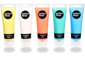 perfect ideaz • 5 x 75 ml gesso pastello, 5 colori, resistente alla luce, a base d'acqua