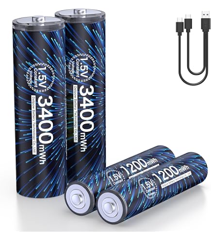 Wiederaufladbare AAA Lithium Akkus – 1,5V, 550 MWh, Typ-C Schnellladung In 1 Stunde, 1200 Ladezyklen