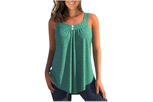 CGGMVCG Damen Tank Tops Sommer Übergröße Ärmellos Neckholder Plissee Knöpfe Blusen Damen Ärmellos T-Shirts