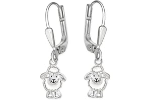 CLEVER SCHMUCK Boucles d'oreilles en argent de mouton clever bijoux drôle brillant blanc laqué argent 925, Argent sterling