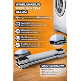 CNGZSHOP Ayarlanabilir Tekerlekli Eşya Altlığı, 2 Par&ccedil;a, 50-75 cm, Beyaz