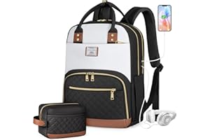 IGOLUMON Laptop Backpack Womens 15,6 inch Travel Rucksack Bag for Women with USB Port Large Water Resistant Back pack Set for Work College Teacher University School Black