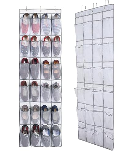 Organisateur Chaussures Porte 10 Poches Gris - Sac Rangement Suspendu Multifonction 10 Compartiments Pour Chaussures, Jouets, Accessoires