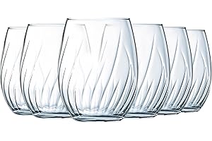 Cristal d'Arques Paris - Collection Swirly - 6 Gobelets 36cl - Fabriquées en France - Emballage renforcé