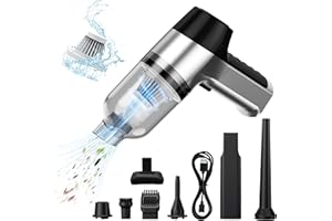 BUICXJKZ Mini-Handstaubsauger Akku Auto Handheld Kabelloser, 3 in 1 Druckluft Multifunktionale Brushless Motor 12KPA High Power mit USB-C, Kleiner Staubsauger, für Outdoor, Office Reinigung und Tierhaare