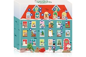 HTGWCG Calendrier de l'Avent 2025 Boîte mystère - Coffret cadeau surprise de Noël, 24 surprises, Comprend un taille-crayon, des crayons effaçables exclusifs, durable, des trombones, Cadeaux créatifs