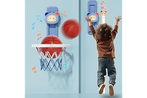 EPPO Mini Basketball Hoop for Toddlers Boys Age 3-5, Adjustable Height, Voice Touch High Jump Counter for Kids, Space-Saving,Toddler Toys Age 4-7, Christmas Birthday Gifts for Boys 4-6