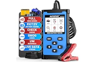 AUTOPHIX BAS300 Plus OBD2 Scanner Battery Tester 𝟮 𝗶𝗻 𝟭 Car Code Reader 12V 100-2000 CCA Battery Load Tester with Battery Charging Cranking Test Full OBD2 Function Diagnostic Scan Tool