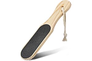 JIEYAOPilnik do zrogowaciałej skóry, dwustronny pedicure, z drewna, profesjonalny gruby i drobny pilnik do stóp z paskiem do noszenia, do utwardzonej lub suchej skóry, do usuwania