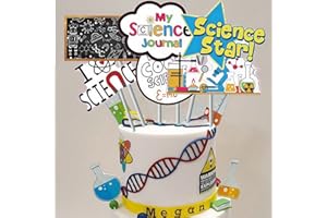 YiiiGoood 24pcs(6 styles) Science Theme Table Centerpiece Sticks Decorations Science Star Table Toppers for Mad Science Baby Shower Kids Astronomy Biology Chemistry Physics Birthday Party Supplies