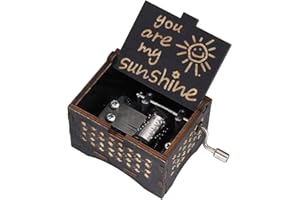 STOUCLA Holz-Spieluhr, Vintage-Stil, Geschnitzte Handkurbel, Holz-Spieluhr, Aus Holz Home Music Dekoration,Geschenke für Geburtstag/Valentinstag (You Are my Sunshine,Schwarz)