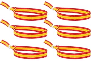 GOS BEST SUPPLIES 6 Armbänder aus Stoff, Farben der Spanischen Flagge, Einheitsgröße, Spain Pulsera Bandera de España