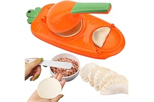 PIPIHOME 2 w 1 Maszyna do pierogów, ręczna prasa do ciasta, kuchnia, narzędzie do robienia pierogów, ręczny artefakt do wykrawania ciast owocowych Wontons (pomarańczowy)