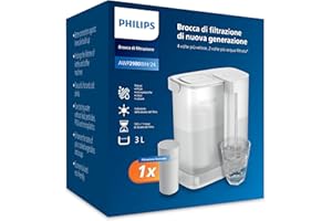 Philips Water Caraffa filtrante Instant (3 L) – Acqua pulita e dal buon gusto in pochi secondi – 1× filtro Taste+, riduce cloro e piombo, preserva i minerali