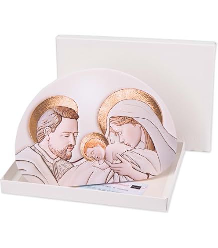 Quadro icona sacra famiglia stampa su legno - 10 x 8 cm Icone
